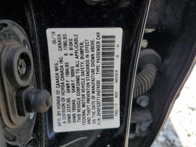 2018 HONDA CIVIC EX 2HGFC2F71JH574350