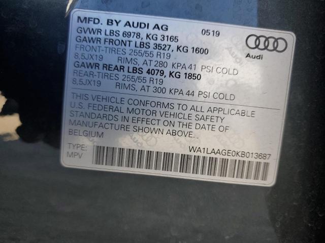 2019 AUDI E-TRON PREMIUM PLUS WA1LAAGE0KB013687