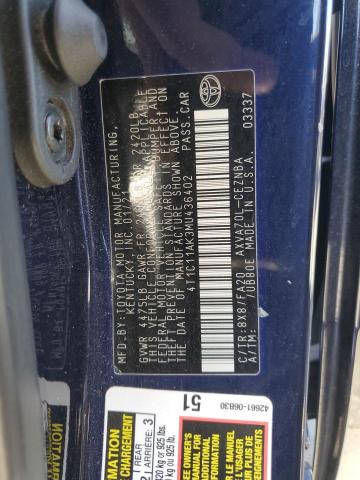 2021 TOYOTA CAMRY LE 4T1C11AK3MU436402