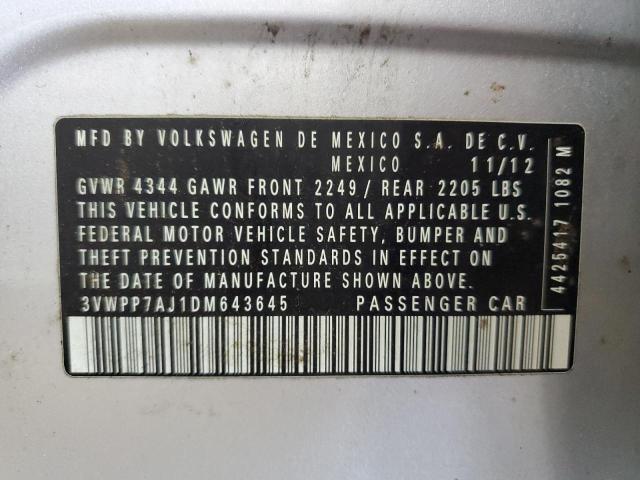 2013 VOLKSWAGEN JETTA S #3206372566