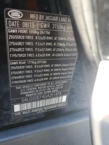 2016 LAND ROVER RANGE ROVE SALGS2EF4GA251473