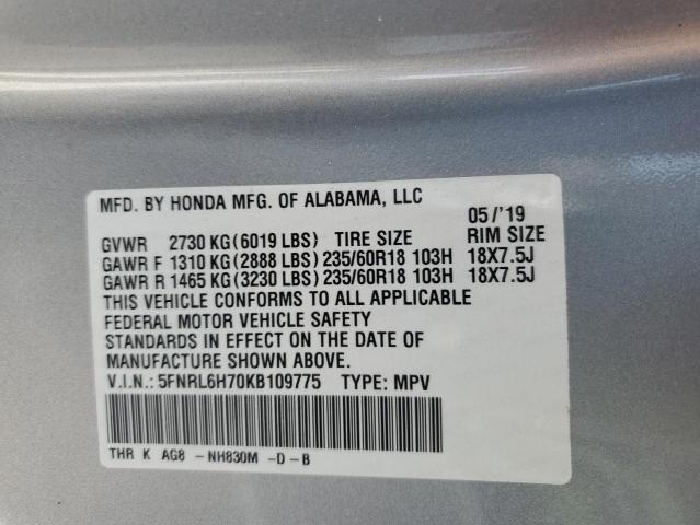 2019 HONDA ODYSSEY EX 5FNRL6H70KB109775