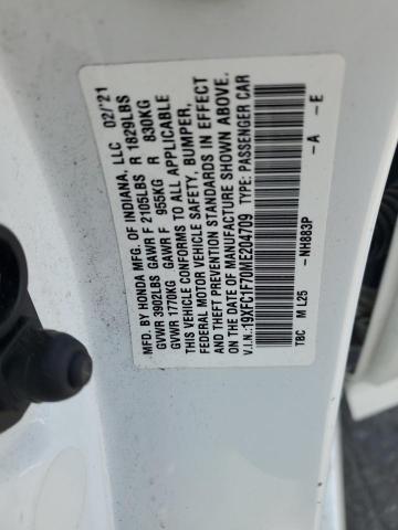 2021 HONDA CIVIC EXL - 19XFC1F70ME204709