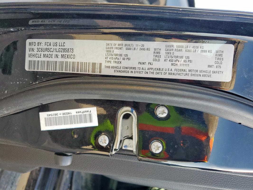 2020 RAM 2500 TRADESMAN 3C6UR5CJ1LG285873