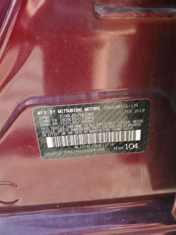2019 MITSUBISHI MIRAGE G4 ML32F4FJ7KHF12718