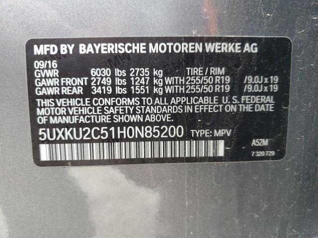 2017 BMW X6 XDRIVE3 5UXKU2C51H0N85200