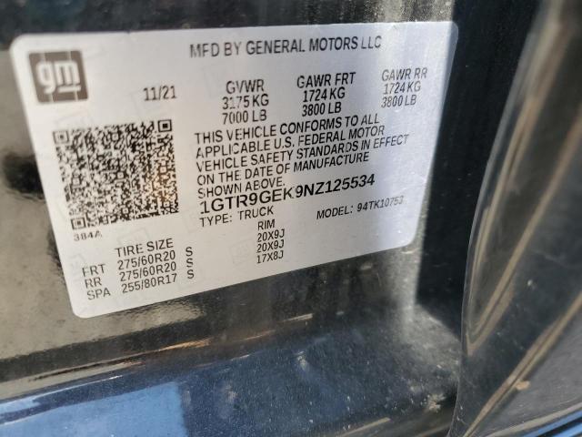 2022 GMC SIERRA LIMITED K1500 ELEVATION-L 1GTR9GEK9NZ125534