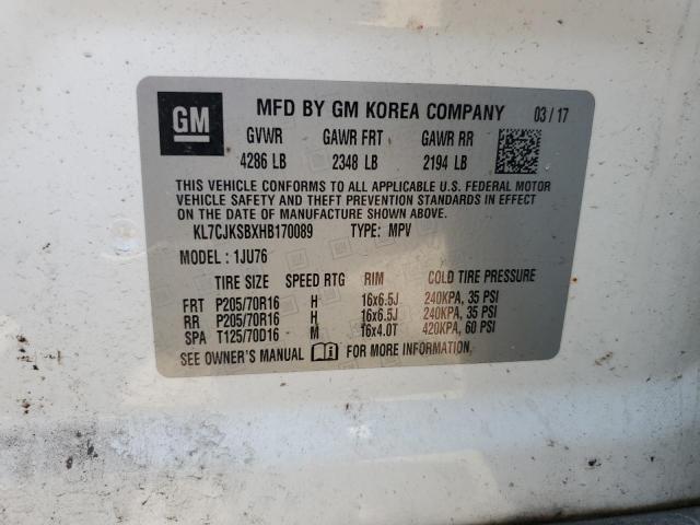 2017 CHEVROLET TRAX LS KL7CJKSBXHB170089