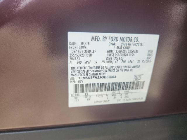 2018 FORD EXPLORER L - 1FM5K8FH2JGB62003