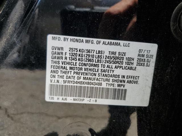 2017 ACURA MDX ADVANC 5FRYD4H8XHB043488