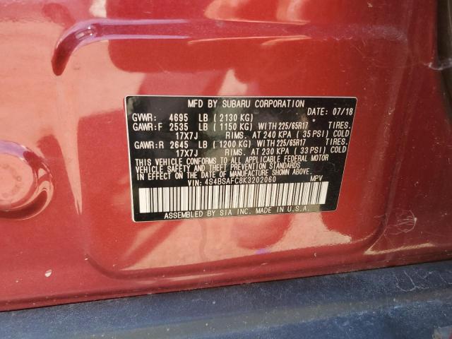 2019 SUBARU OUTBACK 2. 4S4BSAFC8K3202060