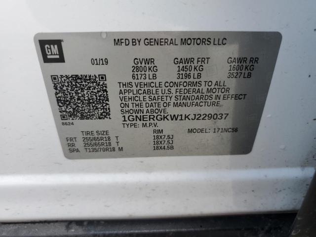 2019 CHEVROLET TRAVERSE LT 1GNERGKW1KJ229037