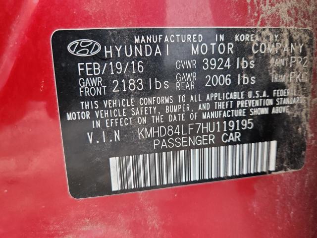 2017 HYUNDAI ELANTRA SE KMHD84LF7HU119195