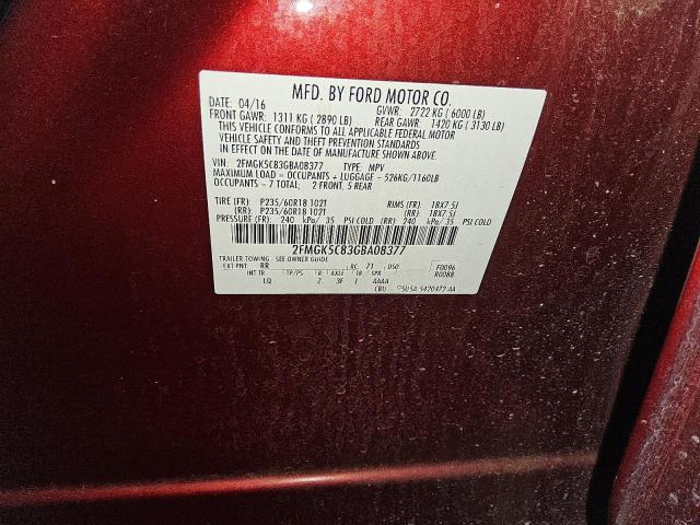 2016 FORD FLEX SEL 2FMGK5C83GBA08377