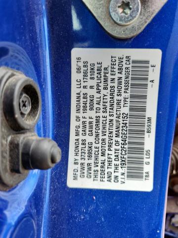 2016 HONDA CIVIC 19XFC2F64GE234152