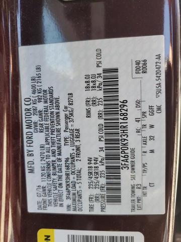 2017 FORD FUSION TIT 3FA6P0K93HR168296