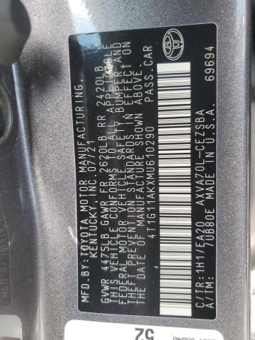 2021 TOYOTA CAMRY LE A 4T1G11AKXMU610290