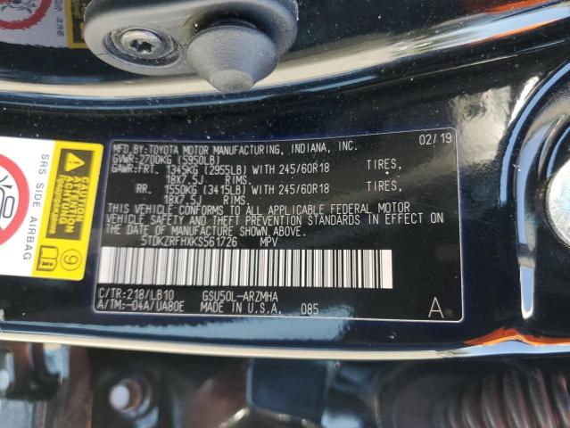 2019 TOYOTA HIGHLANDER - 5TDKZRFHXKS561726