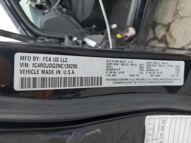 2022 DODGE DURANGO GT 1C4RDJDG2NC136290