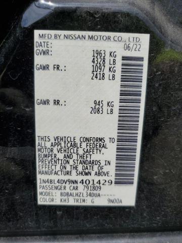 2022 NISSAN ALTIMA SV 1N4BL4DV9NN401429