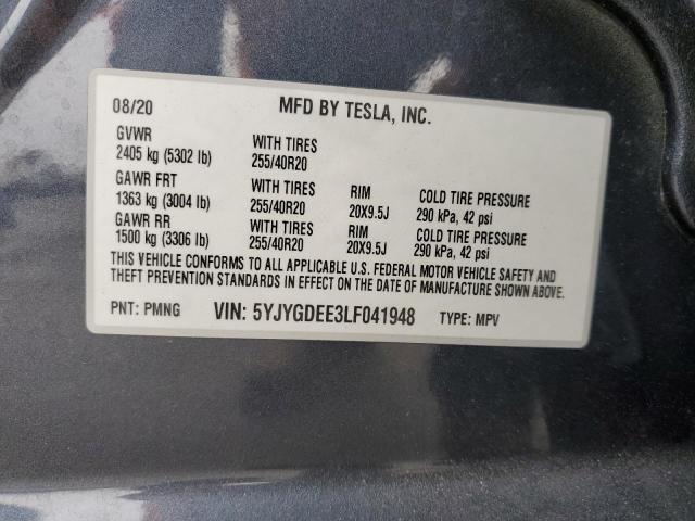 2020 TESLA MODEL Y 5YJYGDEE3LF041948