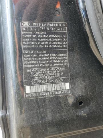 2013 LAND ROVER RANGE ROVE - SALSK2D41DA775685