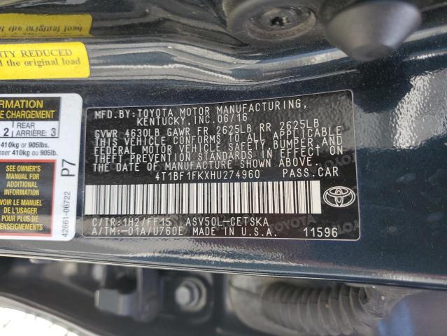 2017 TOYOTA CAMRY LE 4T1BF1FKXHU274960