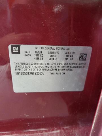 2016 CHEVROLET MALIBU LS 1G1ZB5STXGF225838