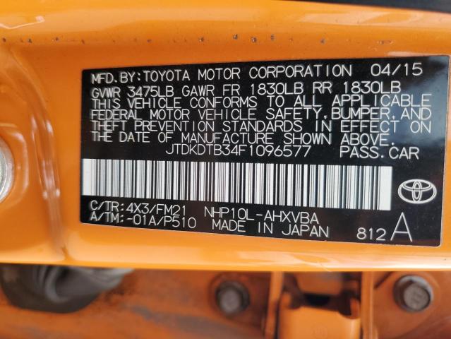 2015 TOYOTA PRIUS C JTDKDTB34F1096577