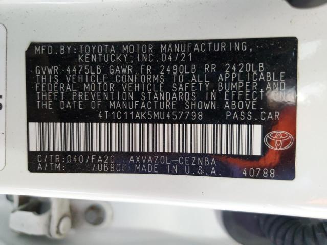 2021 TOYOTA CAMRY LE 4T1C11AK5MU457798