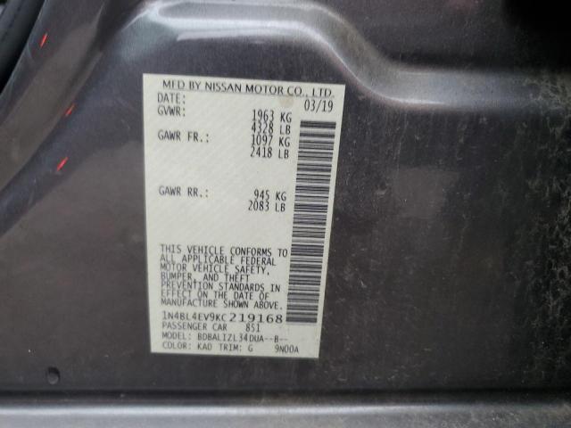 2019 NISSAN ALTIMA SL 1N4BL4EV9KC219168