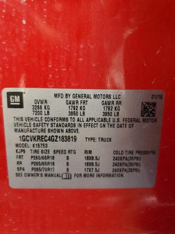 2016 CHEVROLET SILVERADO - 1GCVKREC4GZ183819