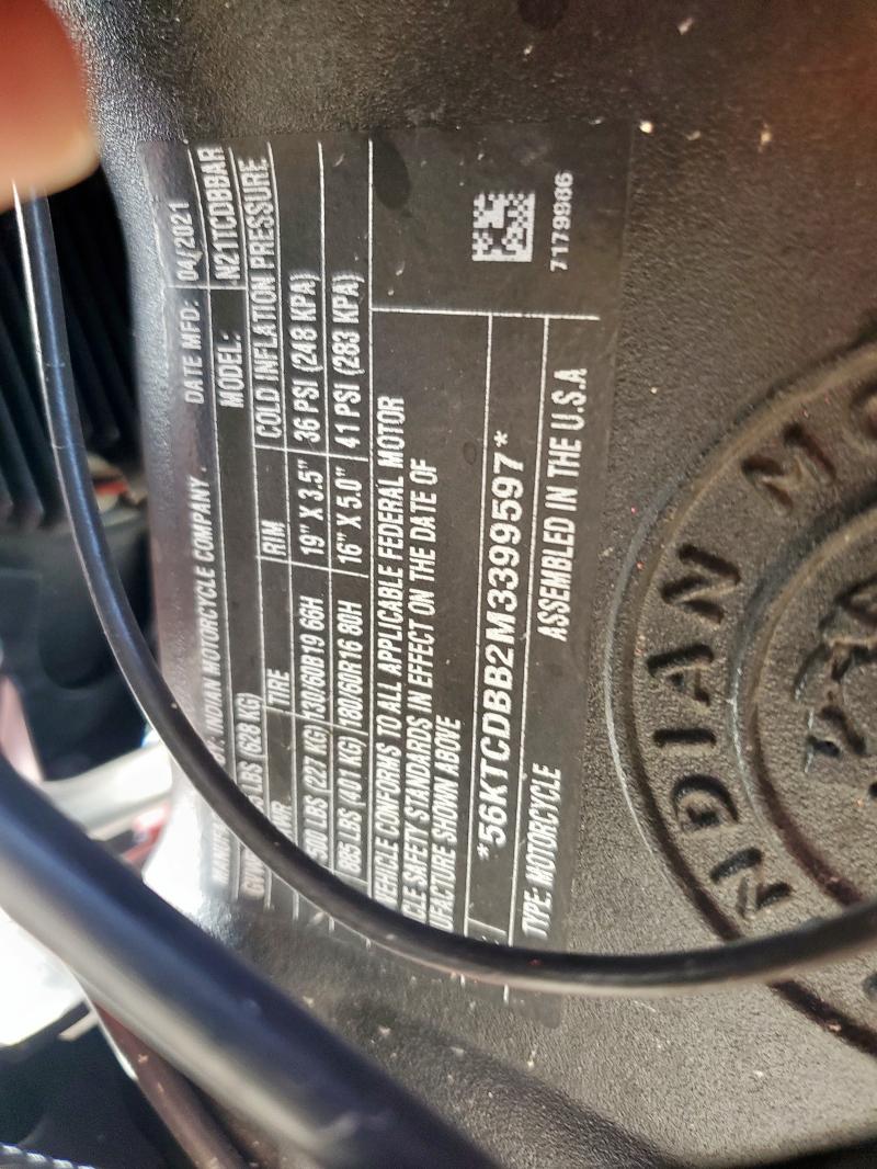 2021 INDIAN MOTORCYCLE CO. CHIEFTAIN 56KTCDBB2M3399597