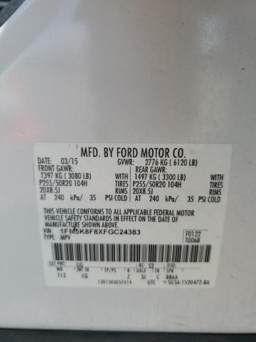 2015 FORD EXPLORER L - 1FM5K8F8XFGC24383