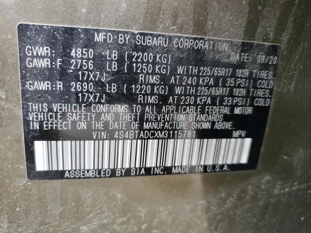 2021 SUBARU OUTBACK PR - 4S4BTADCXM3115781
