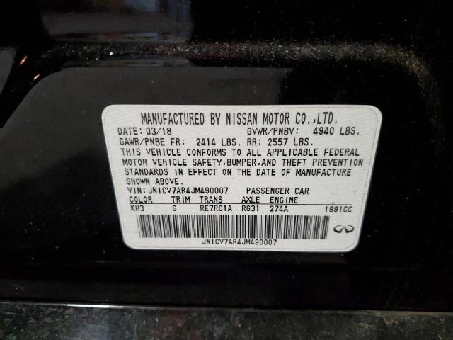 2018 INFINITI Q50 PURE JN1CV7AR4JM490007
