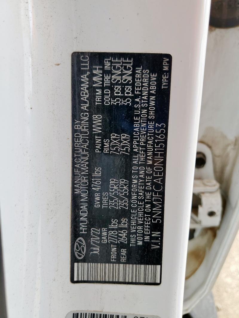 2022 HYUNDAI TUCSON SEL 5NMJFCAE0NH151653