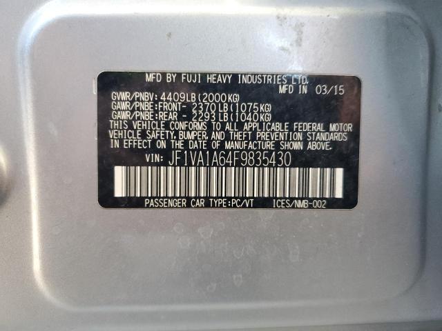2015 SUBARU WRX JF1VA1A64F9835430