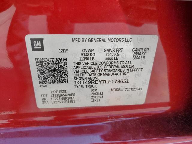 2020 GMC SIERRA K25 1GT49REY7LF179651