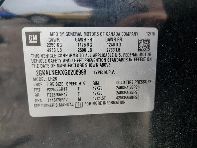 2016 GMC TERRAIN SL 2GKALNEKXG6206998