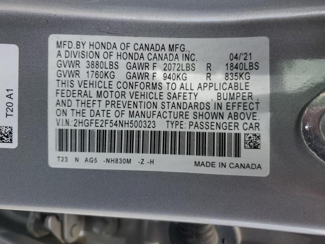 2022 HONDA CIVIC SPOR 2HGFE2F54NH500323