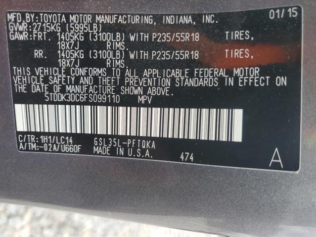 2015 TOYOTA SIENNA XLE - 5TDDK3DC6FS099110