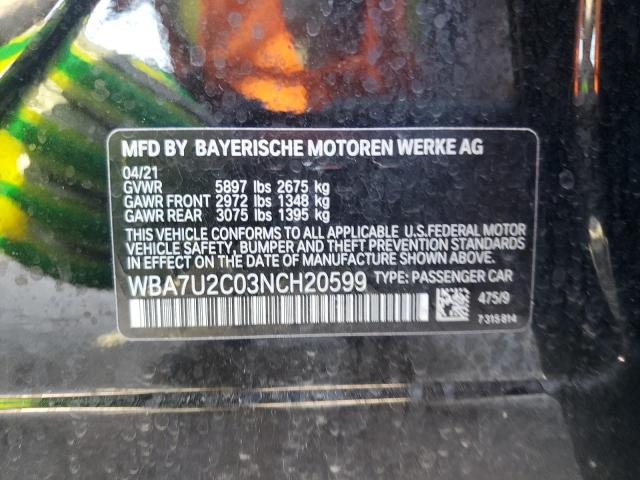 2022 BMW 750 XI - WBA7U2C03NCH20599