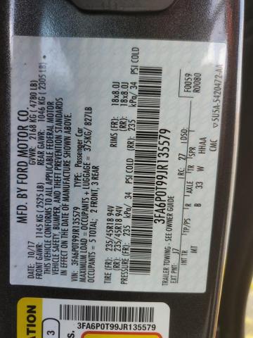 2018 FORD FUSION SE - 3FA6P0T99JR135579
