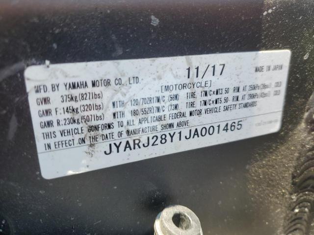 2018 YAMAHA YZFR6 C JYARJ28Y1JA001465
