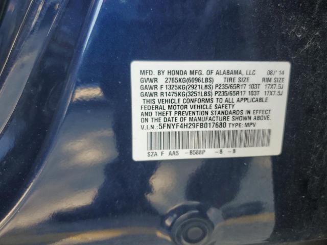 2015 HONDA PILOT LX 5FNYF4H29FB017680