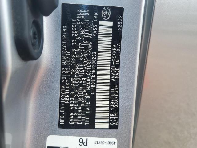 2017 TOYOTA CAMRY HYBR 4T1BD1FK1HU206293