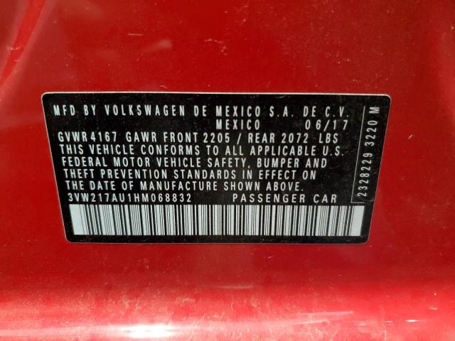 2017 VOLKSWAGEN GOLF S 3VW217AU1HM068832