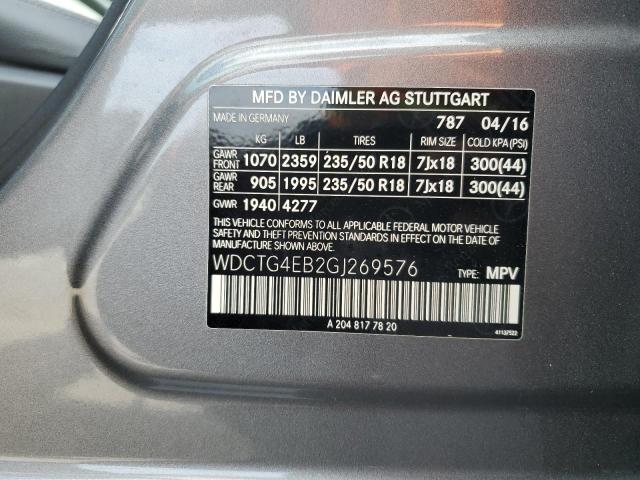 2016 MERCEDES-BENZ GLA 250 WDCTG4EB2GJ269576