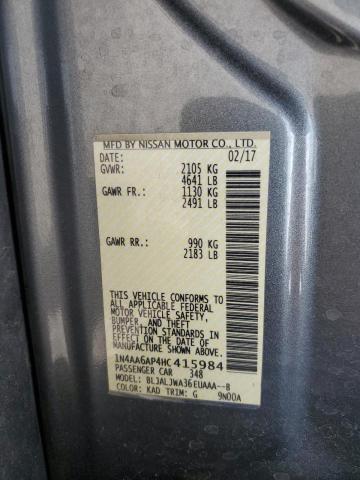 2017 NISSAN MAXIMA 3.5S 1N4AA6AP4HC415984